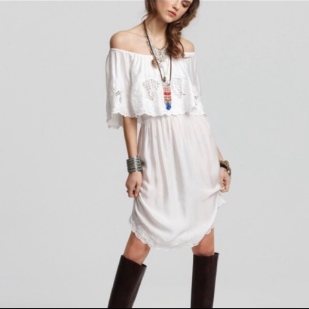 Free People White Off The Shoulder Midi Dress